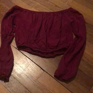Long sleeved off shoulder crop top